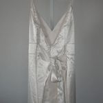 Lulus White Satin Pearl Tie-Back Maxi Dress XL Photo 7