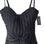 Kenneth Cole Crochet Look Bandeau Black One Piece Strapless Swimsuit NWTs Large Photo 5