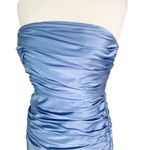 NWT Cinq à Sept 100% Silk Eliza Asymmetric Hem Strapless Satin Cocktail Dress 8 Blue Photo 8