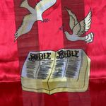 "1 ❤️ LOVE JESUS” Polyester Sheer Stripe Scarf Gold Red White Bible 55” Photo 3