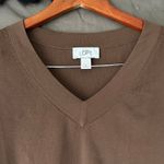 Loft Brown V Neck Stretch Ribbed Knit Short Sleeve Top Size Small Photo 3