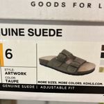 Sonoma Genuine Suede Slides Taupe Sandals  Womens 6 Artwork New Double Strap Photo 3