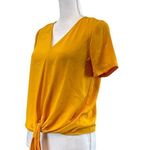 Madewell  Novel Tie Front Mustard Short Sleeve XS Airy V-Neck Lightweight Top Photo 2