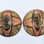 Vintage Clip On Earrings Statement Unusual Artsy Large 1.25" Photo 0