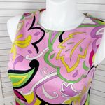 Nina Leonard  Paisley Retro Twill Sleeveless Tunic Top Pink Multi‎ 12 Photo 4
