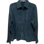 Eskandar Leather Shirt Jacket Shacket Green Blue Size 1 Women’s Large Photo 0