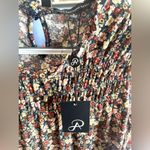 Adrianna Papell Women Small Floral Round Neckline Keyhole Button Flutter Sleeve Photo 5