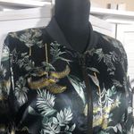 Victoria's Secret Victoria’s Secret Bomber Cropped Jacket Luxe Palm Satin Floral Silky Black Sz S Photo 9