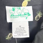 Quacker Factory  100% Cotton Black Embroidered Pineapples Front Zip Shacket 1X Photo 2