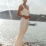 Shona joy La Lune Bow Tie Satin Maxi Dress Ivory US Size 4 NWOT Photo 1