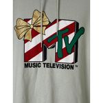 MTV Holiday Hoodie NWT Aqua Gray Candy Cane Logo Graphic Sweatshirt Christmas M Green Size M Photo 3