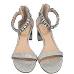 Badgley Mischka Jewel Silver sparkle sandal heels 8.5 Bracelet Ankle Strap Photo 1