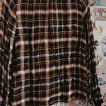 Madewell Plaid Ruffle Cuff V Neck Long Sleeve Top Photo 5
