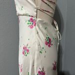 ZARA Sweetheart Neckline Floral Print Satin Effect MIDI Dress Cross Back Sz L Photo 13