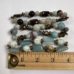 None Handmade Beaded Bracelet Trio Earthy Color Theme Mixed Metal Beads Browns Blues Photo 4