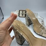 Pretty Little Thing Grey Faux Snake Print Chunky Heels Clear Straps Womens 7.5 Photo 2