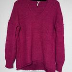 Free People All Mine Sweater Raspberry Size XS Pink V Neck Alpaca Wool Photo 3