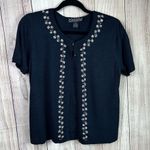 Norton Mcnaughton  Black Embroidered Blouse 100% Silk Photo 0