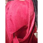 Selene Sport Floral Embroidered Blouse Velvet Trim Button Down Red XL Black Photo 4