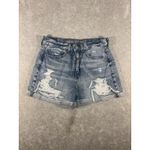 American Eagle  Jean Mom Shorts Womens Size 6 Blue Distressed Roll Cuff High Rise Photo 1