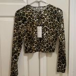 WAYF  Cropped Animal Print Long Sleeve Top Size Small NWT Photo 1