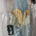 La Femme Two Piece Blue Lace Mermaid Skirt & Halter Long Prom Dress Gown 6 NWT Photo 7