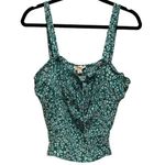 THE GENERAL GOOD DITSY KELLY GREEN WHITE FLORAL RUCHED CROP TOP L Size L Photo 1
