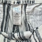 Time And Tru  Linen Striped Shorts White Black Medium Photo 1