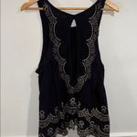 Free People  shirt flowy tank top embroidery cutout medium boho hippie Photo 5