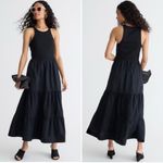 J.Crew Vintage rib high neck cutaway tank dress with poplin skirt Black XL NWT Photo 1