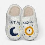 Taylor Swift themed “Meet me at Midnight” Women's White Enroidered slippers Size 10 Photo 0