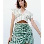 ZARA  Polka Dot Side Slit Linen Blend Midi Skirt Photo 11