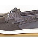 Sperry Womens Coastfish 2-Eye Grey Leather Cheetah Slip On Boot Shoes - 12 - NEW Photo 2