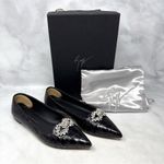 Giuseppe Zanotti  Rhinestone Embellished Croc Leather Pointed Toe Ballet Flats 38 Photo 1