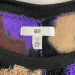 BP New  Floral Print Sherpa Fleece Cropped Sweatshirt Black Brown Purple Photo 14