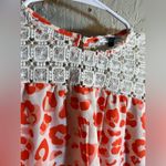 Coral White Pink Leopard Print Blouse sz M crochet flowy colorful bell sleeve Orange Size M Photo 5