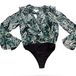 Band of Gypsies Band of the Free Womens Bonnie Emerald Floral Long Sleeve Bodysuit Photo 2