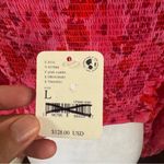 Free People  Ooh LaLa Pink Red Floral boho smocked chiffon Blouse Photo 5