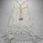 Cupshe  White Lace Dress PomPom Tie V Neck Sleeveless‎ Summer Beach Size L Photo 0