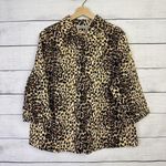 SAMANTHAS Cheetah Womens Sz 1X Jacket Denim Cotton Blend 3/4 Cuff Sleeve Western Photo 0