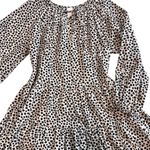 H&M  Ditsy Floral Print Prairie Long Puff Sleeve Beige Black Cotton Dress Size M Photo 2