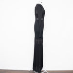 STAUD  Falcon Mesh Panel Long Sleeve Maxi Dress Black Size M Photo 2