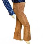 VINTAGE 1980'S TAN SUEDE FLARE LEG PANTS (S) Photo 2