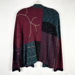 Sigrid Olsen  Sport Medium Petite Cardigan Sweater Beaded Metallic Green Red 1321 Photo 1