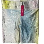 Terez NEW Women's Multicolor Metallic Silver Iridescent Athletic Biker Shorts S Photo 0