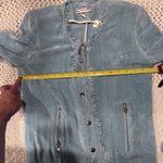 Lavender Brown New WOMENS  Sky Blue Frayed Cardigan shoulder pad small/Med Photo 8