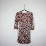 ZARA NWT  Printed Floral Draped Tie Ruched Mini Dress Pink Green Black Small Photo 14
