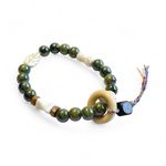 Green Bracelet white butterfly leaf colorful tassel ceramic beads stretchy Photo 3