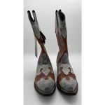 Rockin Country Cowboy Boots Cowgirl Brown Blue Leather Embroidered Women's 6.5 W Photo 2