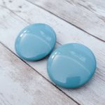 Vintage Clip On Earrings Extra Large Retro Circle 1.5" Light Blue Photo 2